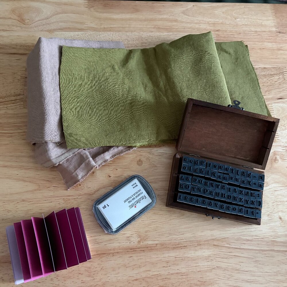 Craft & Journaling Bundle – Alphabet Stamps, Linen Fabric, Paper & Ink